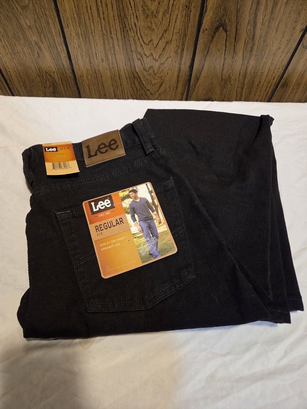 Mens Lee Denim Jeans Regular Fit Straight Leg 32x30 Black New NWT
